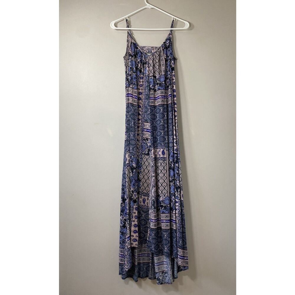 Artisan NY Dress Womens SMALL Purple Patchwork High Low Adjustable Straps